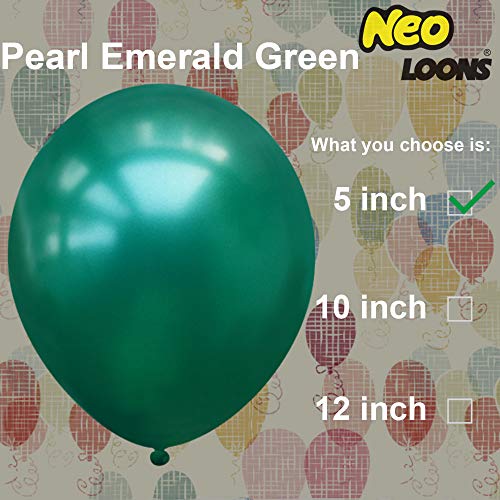 Image of Neo LOONS 100 pcs 5 inch Pearl Emarald Green Premium Latex Balloons - Great for Kids, Adult Birthdays, Weddings, Receptions, Baby Showers, Water Fights, or Any Celebration