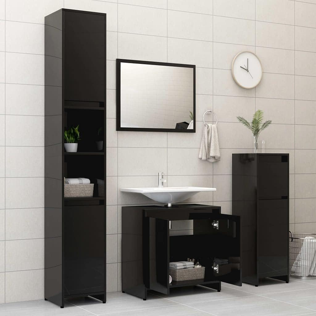 Bathroom Pedestal Sink,Under Sink,Organizer,Vanity Storage,Easy to Clean,Bathroom Cabinet Black 23.6"x13"x22.8" Chipboard