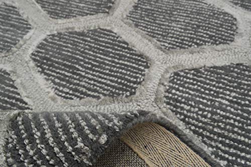 Bakero Carpet, Wool/Viscose, Silver, 183 x 122 x 1.2 cm