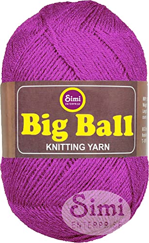 Image of Big Ball Purple (400 gm) Wool Ball Hand Knitting Wool /Art Craft Soft Fingering Crochet Hook Yarn, Needle Knitting Yarn Thread dyeE E FIA
