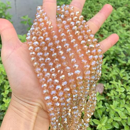 Image of 140pcs Czech Faceted Rondelle Crystal Glass Beads 8mm Bulk Golden Shadow