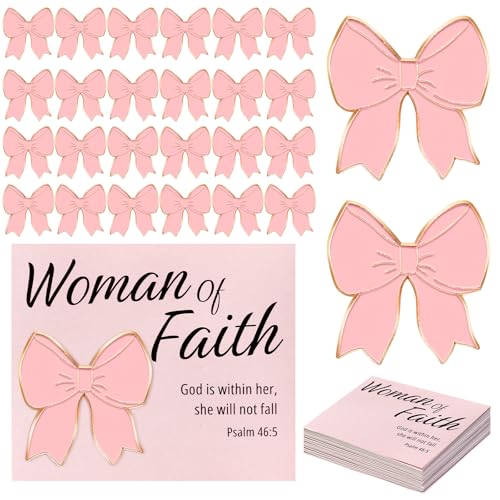 Image of Hoteam Chuch Gift for Woman of Faith Pins Butterfly Pink Bow Rose Christian Brooches Mom Church Woman Party Favor