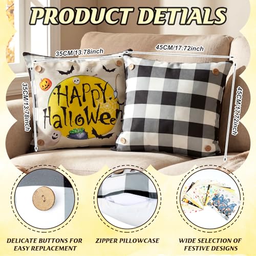 Hahafelt 2 Pcs Seasonal Holiday Throw Pillow Cover 18 x 18 Inch, with 24 Interchangeable Pillow Panels, Happy 4th of July Gnome Square Pillowcase for Summer Home Office Farmhouse Couch Sofa Decor — view 3