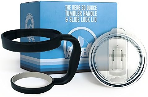 Handle And Slide Lock Lid For Yeti Rambler Tumbler 30 Ounce – Also Fits The Berg – RTIC Ozark Trail & SIC Cups 30 OZ Sizes