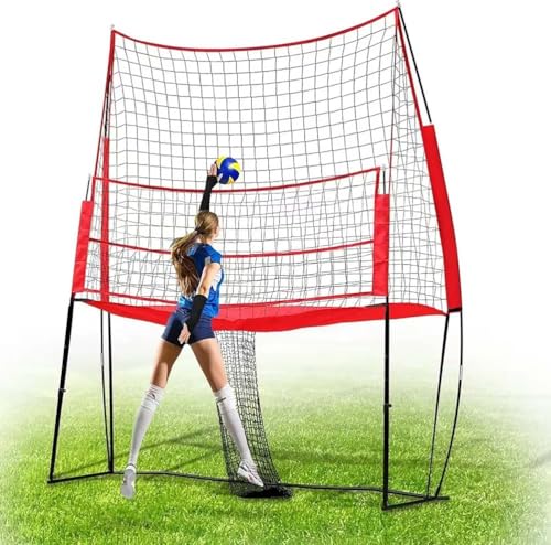 forestalk Volleyball Training Net, 11x8ft Rebounder con Alturas Ajustables de hasta 8ft, Sturdy Metal Frame para Backyard Beach Indoor Spike Serve Practice, Incluye Bolsa de Almacenamiento de Bolas