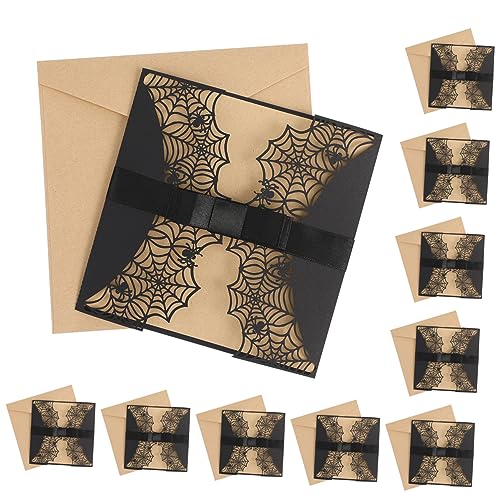 Cartes d'invitation Halloween TOPBATHY en toile pour fête épouvantable et originale - 40 pièces