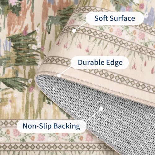 Tapete Floral Garvee 8x10 Lavable para Sala miniatura 4