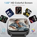 Smart Watch for Men Women, 1.83" HD Touch Screen Fitness Tracker with Bluetooth Calling/150+ Sports Modes/Pedometer/Heart Rate/SpO2/Sleep Monitor, IP68 Sports Smartwatch for Android & iOS (Black)