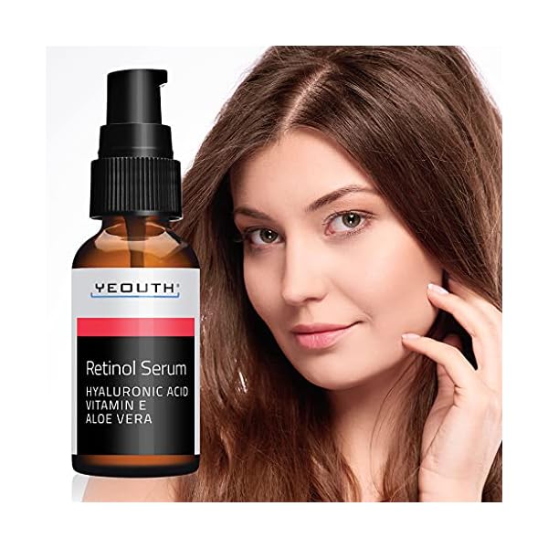 Retinol-Serum-25-with-Hyaluronic-Acid-Aloe-Vera-Vitamin-E-Boost-Collagen-Production-Reduce-Wrinkles-Fine-Lines-Even-Skin-Tone-Age-Spots-Sun-Spots-1-fl-oz-Yeouth--1oz YEOUTH Retinol Serum for Face with Hyaluronic Acid Face Serum for Women, Hydrating Serum, Retinol for Face, Suitable for All Skin Types 1oz