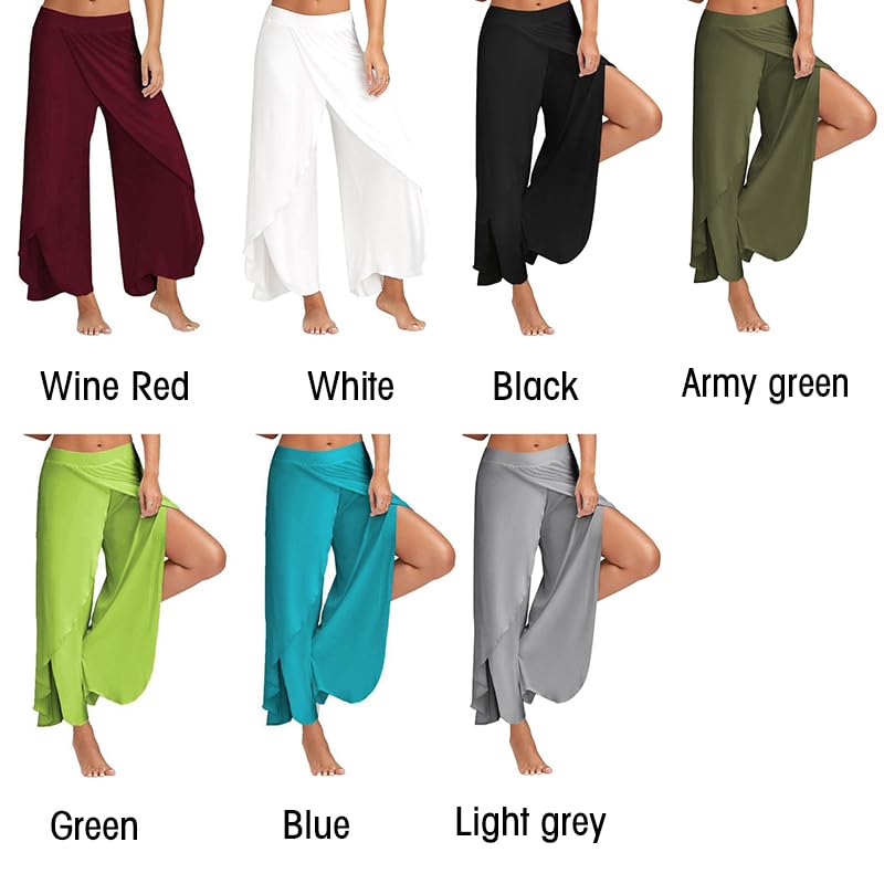 Pantalones de baile para mujer, de gasa, sueltos, para bailar, de pierna ancha, leotardo latino, yoga, práctica, cintura alta, pantalones largos suaves para el hogar