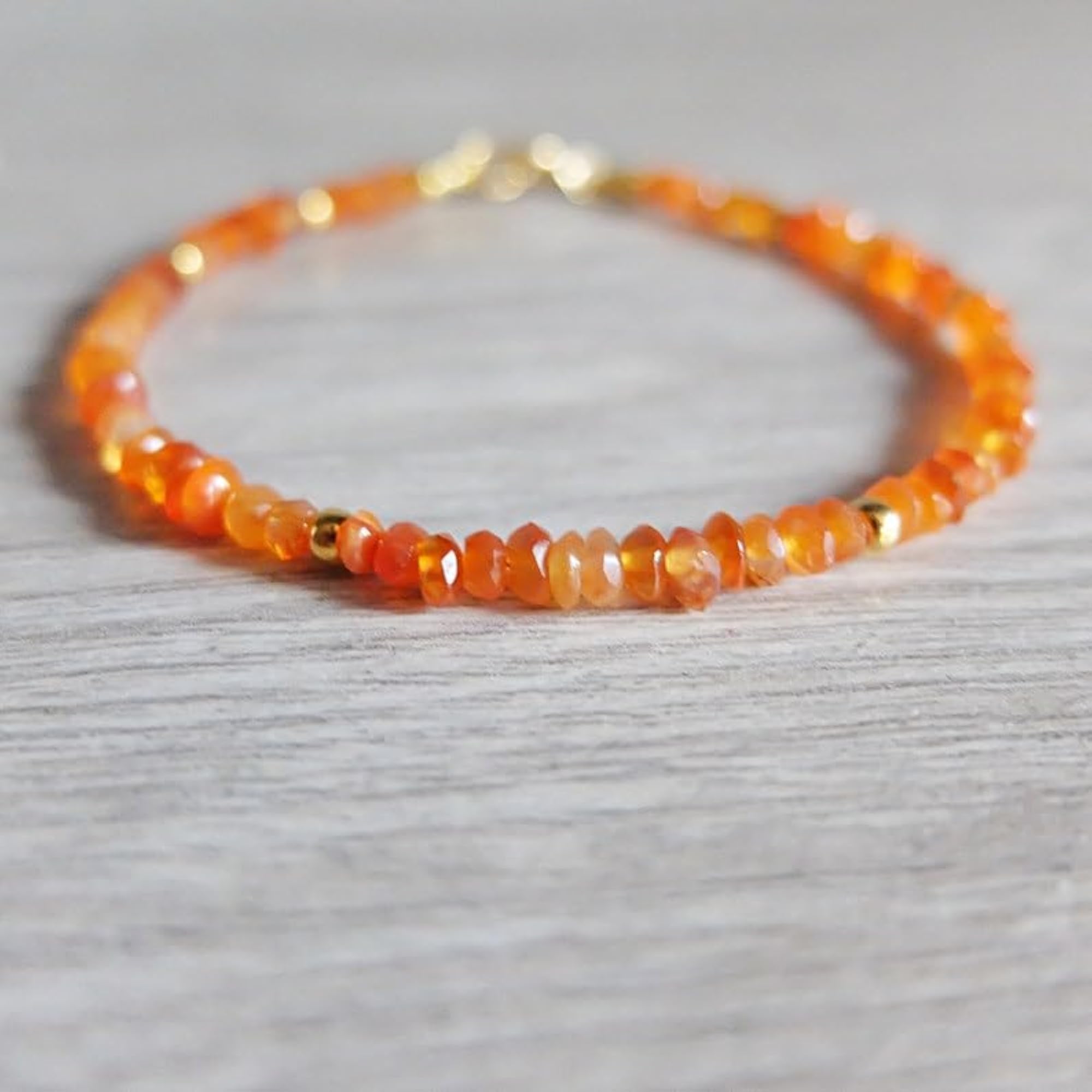 Unisex Carnelian Rondelle Beaded Bracelet, Healing