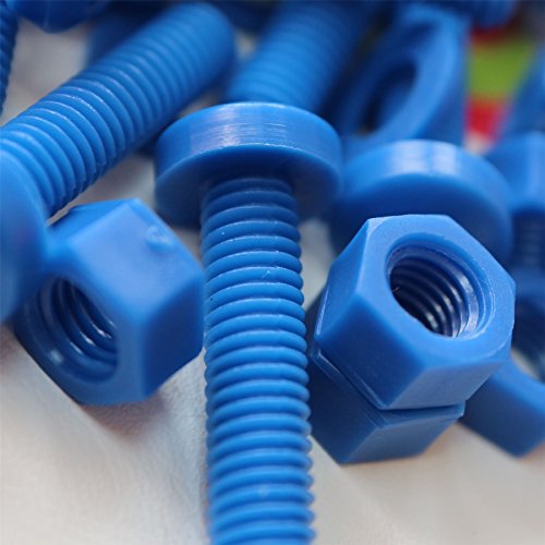 20 x Viti a Testa Arrotondata Blu Polipropilene