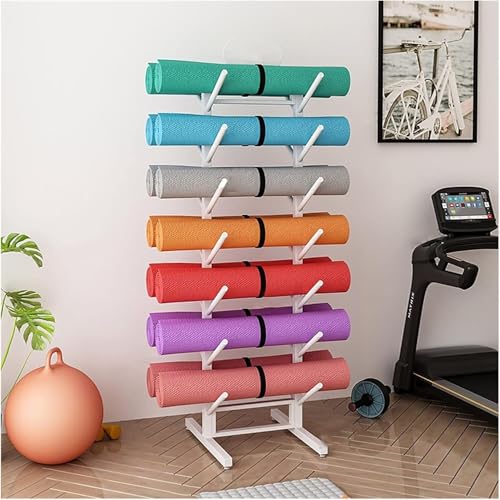 Support tapis de yoga à plusieurs niveaux pour rangement au sol ou mural