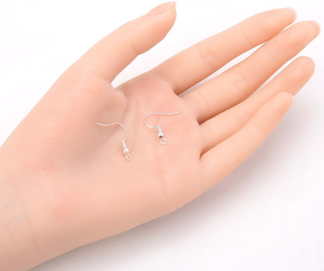 Adabele 200pcs Sterling Silver Plated Fish Earring Hooks 18mm Ear Wire image 2