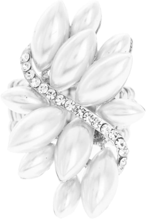 Rosemarie Collections Women's Dazzling Crystal Marquis Leaf Cluster Statement Stretch Cocktail Ring