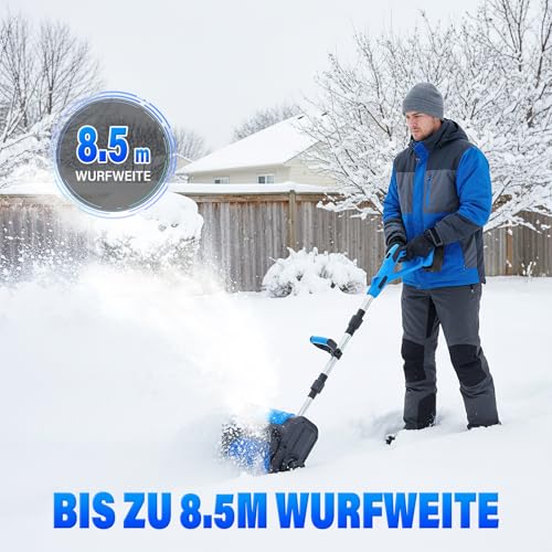 Spazzaneve A Batteria Naxup Per Batteria Makita 21V, Spazzola Da Neve Wireless Da 1000W Fino A Larghezza Di Lavoro 30 Cm, Distanza Di Espulsione 8,5 M, Max. Profondità Di Sgombero 17 Cm - 4