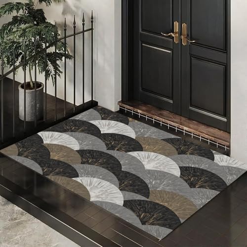 Paillasson absorbant d'entrée en éventail 50x80cm gris foncé lavable