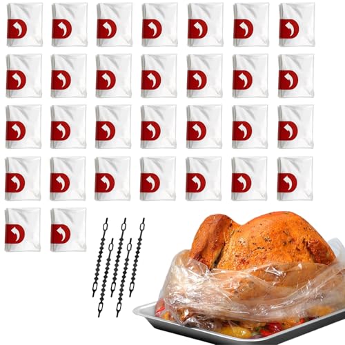 Paquete de 30 bolsas para asar al horno, 25 x 38 cm, bolsas de cocina para pollo, carne y pescado, bolsa multiusos para asar pavo