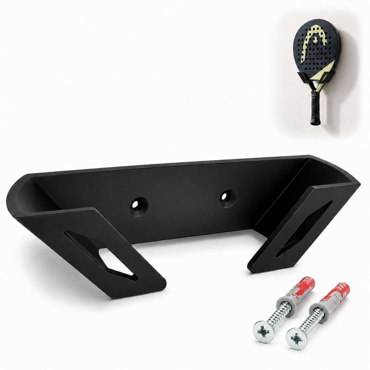 Padel Schläger Wandhalterung/Halter– Schwarzer Wandhalter, platzsparende Halterung für Padel Schläger, stabile Wandmontage für Zuhause, Garage, Sportzimmer & Verein