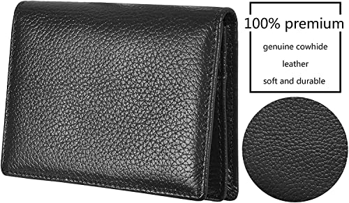 Outrip Genuine Leather Business Card Holder Name Card Case Credit Card Wallet with ID Window RFID Blocking (Black)4