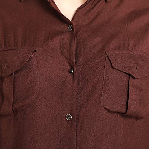 Image of C.Cozami Casual Long Sleeves Double Pocket Women's Rayon Shirts