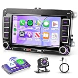 VECHTEL Autoradio per VW Golf 5 6 Passat Jetta Caddy EOS T5 Tiguan Touran CC Polo, 7'' IPS Touch Screen Auto Radio co Carplay Android Auto senza Fili Bluetooth Radio FM/AM/RDS Telecamera Retromarcia