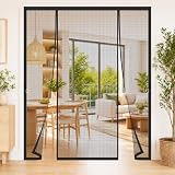 Porta Esterne con Zanzariera Doppia 120x185cm Design pieghevole per riporla facilmente a fine stagione Per case con grandi aperture verso l’esterno Nero