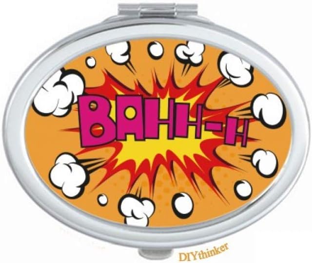 Boom Fire Clouds Mirror Oval Portable Hand Pocket Makeup