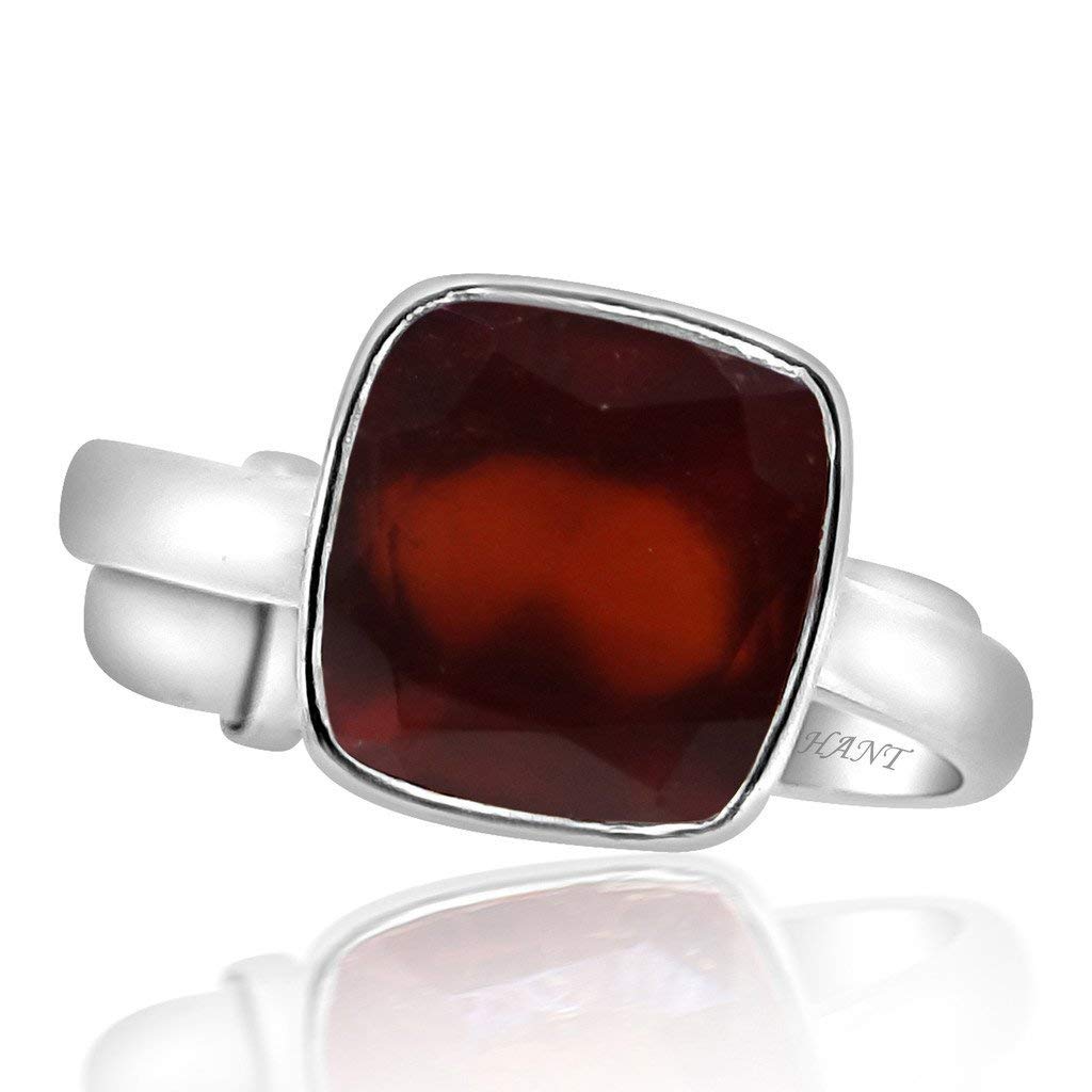 Adjustable Hessonite Garnet (Gomed) Ring with Sterling Silver (925 Silver) |Astrological Gemstone | Positive Effects | Suitable for Men & Women (4.25 to 12.25 Ratti)-image-10