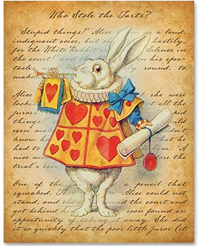 Alice in Wonderland Prints - 11x14 Unframed Wall Art Print Poster - Perfect Alice in Wonderland Gifts and Decorations (Who Stole The Tarts?)