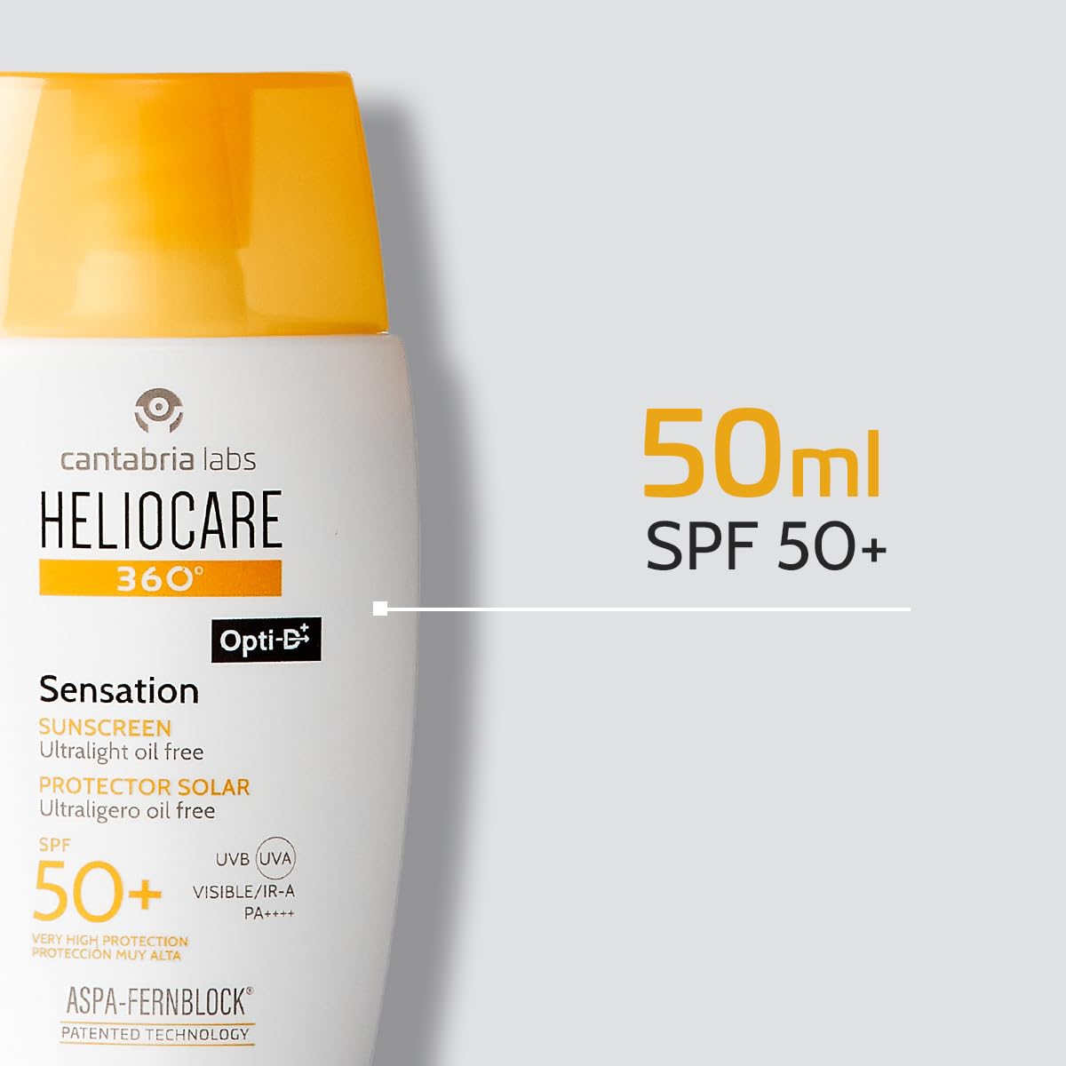 Cantabria Labs - Heliocare 360º Sensation - 50ml - Protección Solar Facial - SPF 50+ - Ultra Ligera y Resistente al Agua