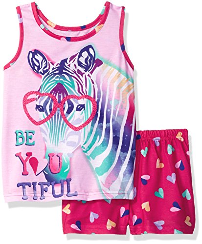 Komar Kids Girls' Big Wear 4D 2 Piece Pajama Short Set
