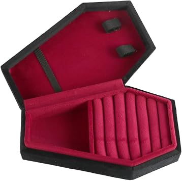 Mini Coffin Shaped Gothic Jewelry Box Plush Velvet Small Jewelry Organizer for Rings Earrings Necklaces Bracelets Unique Coffin Jewelry Case