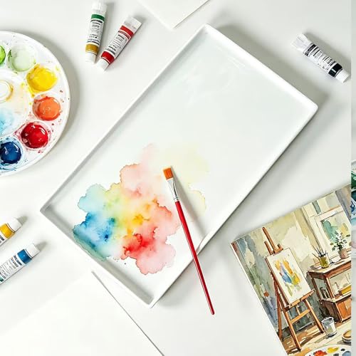 Paleta de pintura rectangular de 12 pulgadas en madera ligera para oleo y acrilico 5