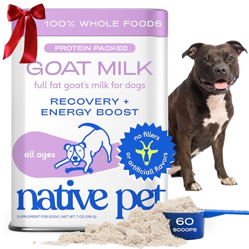 Native Pet Goat Milk for Dogs - Organic Goat Milk Powder for Dogs and Cats - Puppy Formula Dairy Replacement Packed with Protein & Vitamins for Immunity, Recovery & Growth for Active Pups - 60 Scoops