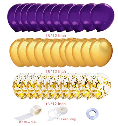 Image of Graduation Party Decorations Purple Gold /Purple Gold Graduation 2026 /Purple Gold Balloons /Eid Mubarak Party Balloon /Birthday Party Decorations Women NYU /LSU Balloons 45 pcs (Pack of 3)