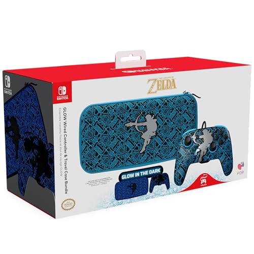 PDP REMATCH GLOW Controller & Travel Case GLOW Bundle: Sheikah Shoot For Nintendo Switch, Nintendo Switch Lite, Nintendo Switch – OLED Model