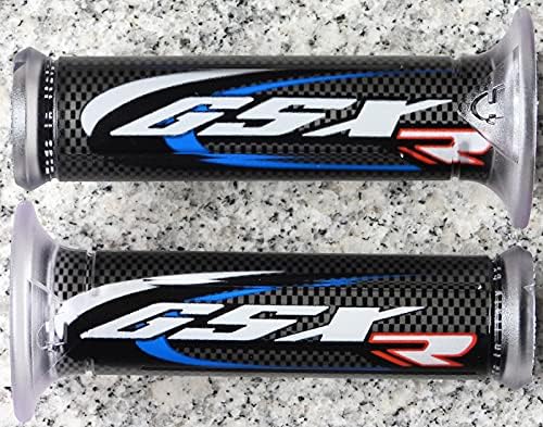 i5 Blue/Carbon Gel Logo Hand Grips for Suzuki GSX250 GSX250R GSXR600 GSXR750 GSXR1000 GSX 250 250R GSXR 600 750 1000