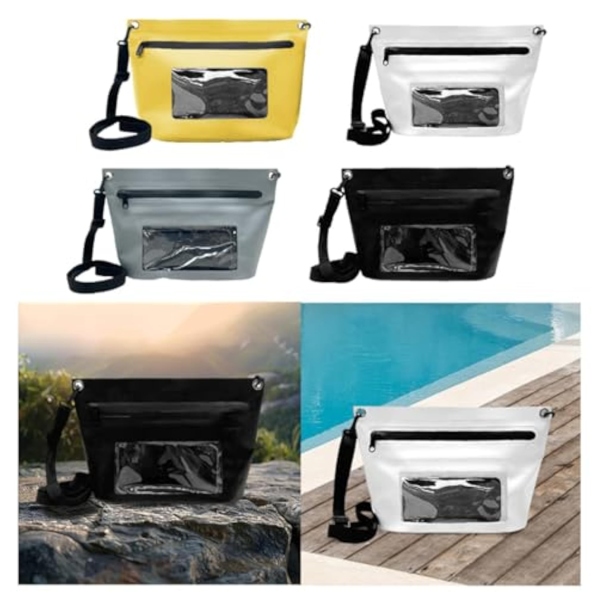 Lightweight Adjustable Waterproof Phone Pouch for Kayak Travel, White