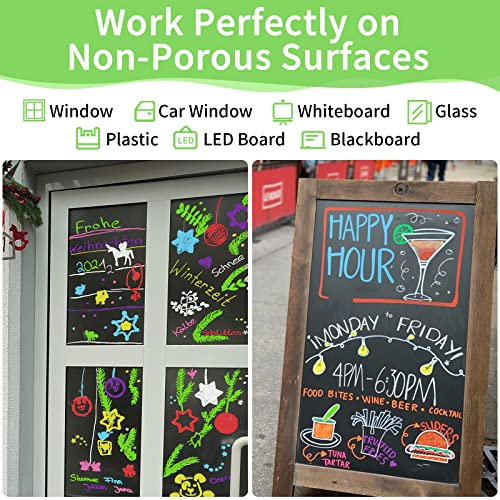 Jumbo Chalk Window Markers For Cars Glass Washable - 8 Colors Liquid Chalk Markers Pen With 15Mm Wide Tips, Chalkboard Markers, Window Paint Markers For Car Decoration, Auto Glass, Poster, Business #TOP5