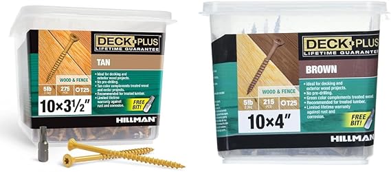 Deck Plus Wood Screws Bundle - 3-1/2 x #10 Tan 5lb & 4 x #10 Brown 5lb