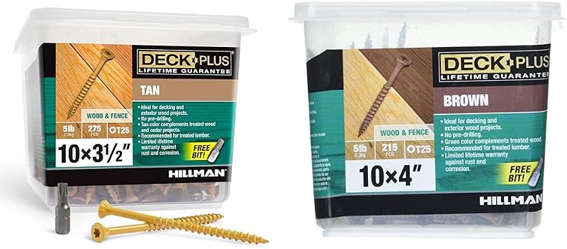 Deck Plus Wood Screws Bundle - 3-1/2 x #10 Tan 5lb & 4 x #10 Brown 5lb