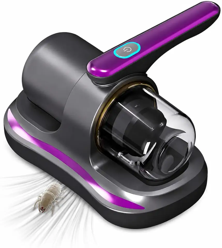 Aspirador de Pó Antiácaro Portátil com Luz UV, Sucção Potente e Função Esterilizadora, Ideal para Colchão, Sofá, Travesseiros e Estofados, Limpeza Profunda de Poeira e Pelos