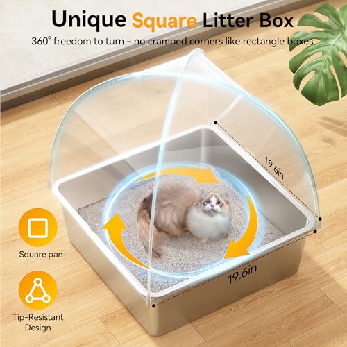 Arenero metálico cerrado para gato Meowant XXL con tapa miniatura 2