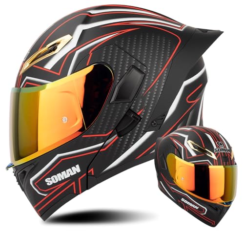 Casque intégral rabattable avec double visière antibuée pour homme et femme