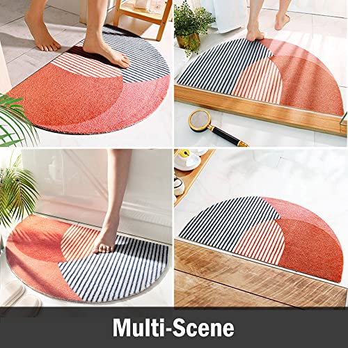 THRILRUG Half Round Inside Door Mats for Front Door Mat Indoor 17"x28" Entryway Rug Boho Door Mat,Half Circle Cute Welcome Mat Indoor Entrance mats,Semicircle Non-Slip Low-Profile (17"x28") - image 3