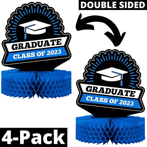 2023 Graduation Decorations Class Of 2023 4-Pack Graduation Table Centerpiece Decorations - Double Sided Class Of 2023 Graduation Party Decorations - 12” Blue Graduation Party Decorations 2023 #TOP1