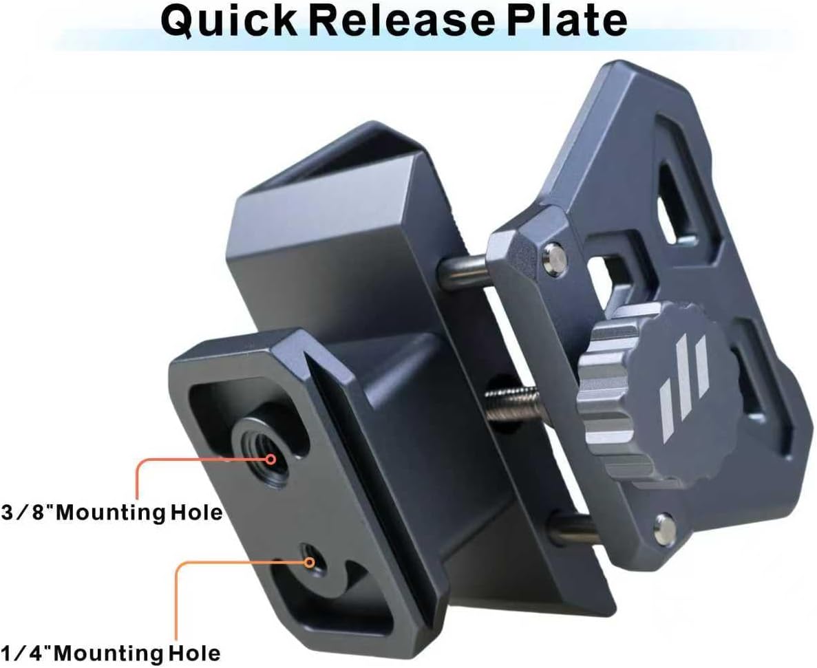 Tripod Head Clamp with Quick Release Plate, Camera Tripod Rest Clamp Head