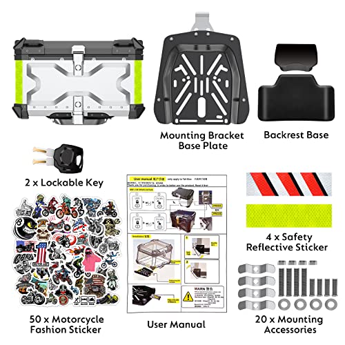 LESANM Capa superior para motocicleta, [resistente] Caixa traseira universal de alumínio para porta-