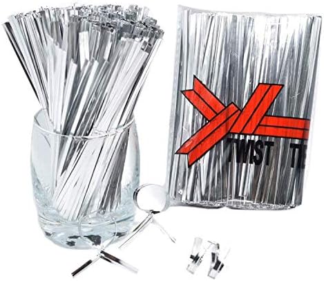 4 Inch Metallic Twist Ties-800 Pieces Plastic Cable Ties Foil Twist Ties for Bread Candy Bags, Gift Bags, Party Cello, Cake Pops (Silver)